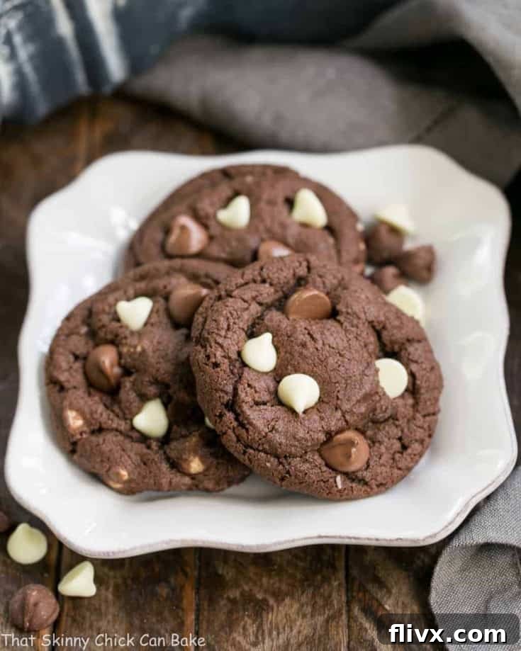Triple Chocolate Fudge Cookies | Super fudgy batter and two kinds of chocolate chips make these a chocolate lover's dream cookie!