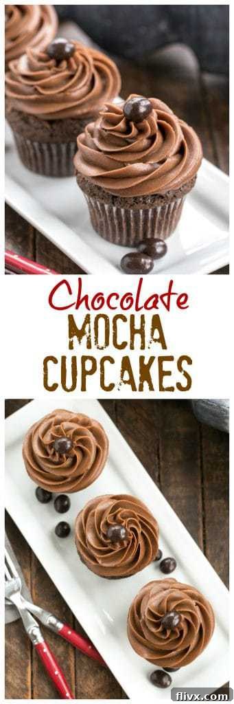 Frosted Chocolate Mocha Cupcakes Pinterest collage for sharing