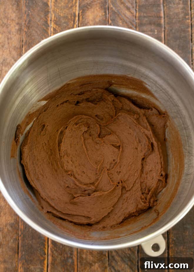 Mixing butter, brown sugar, pudding, eggs & vanilla.