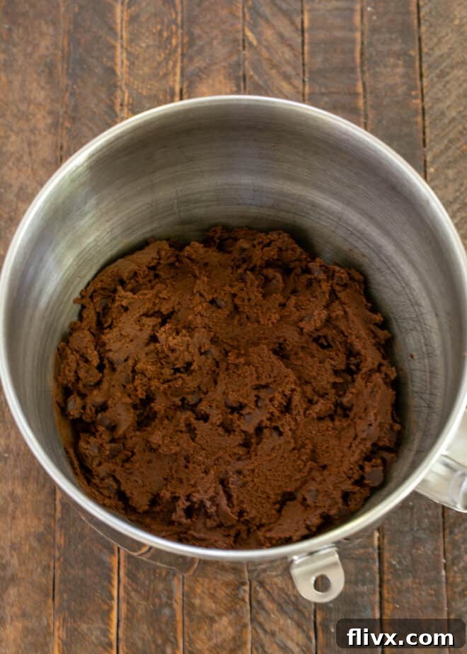 Mixing the dough well.