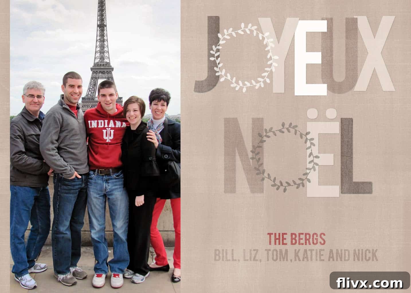 A festive family Christmas card with a warm holiday message.