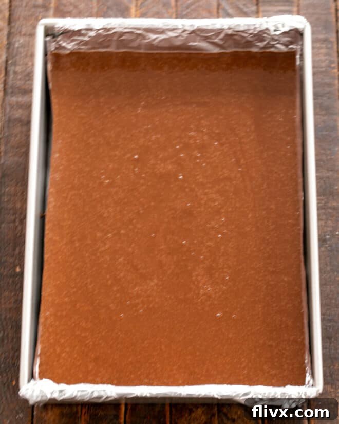 Batter poured into prepared baking pan.