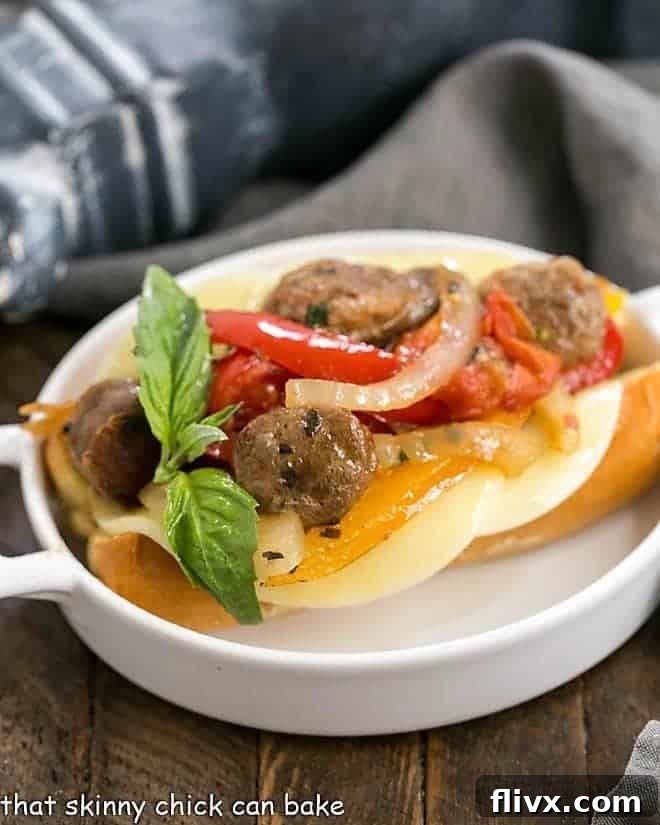 Italian Sausage and Peppers in a bun with Provolone cheese