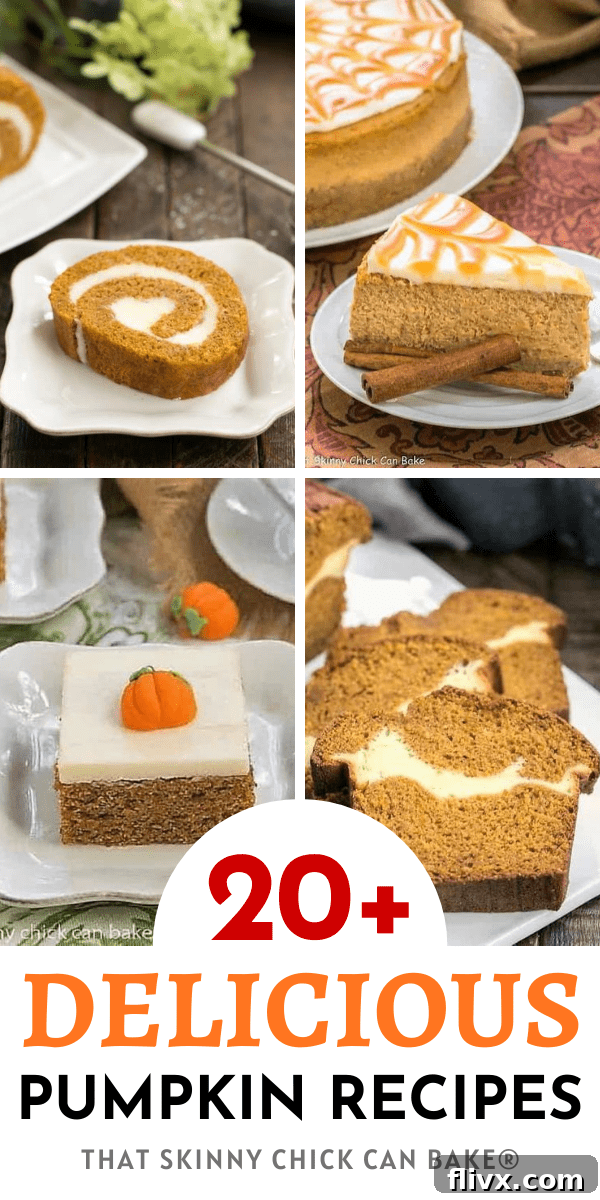 The Best Pumpkin Recipes for autumn, Halloween or Thanksgiving Best Pumpkin Recipes Collage with 4 photos and a text box including Pumpkin Bars, Pumpkin Bread, Pumpkin Cheesecake, and Pumpkin Pie.