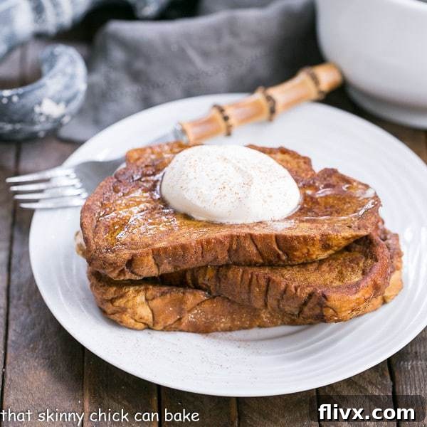 Pumpkin French Toast with Mascarpone Whipped Cream