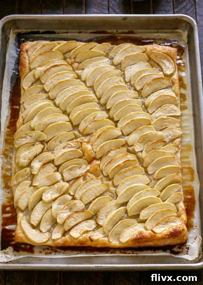 Step 5: Bake the assembled tart in the oven until golden brown.