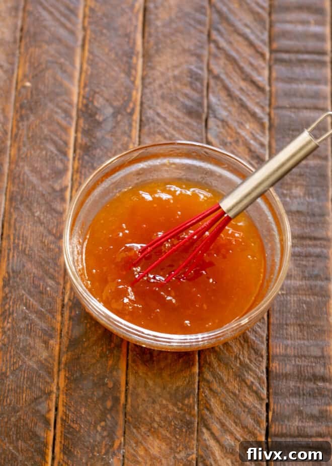 Step 6: Prepare the luminous apricot glaze in a small saucepan.