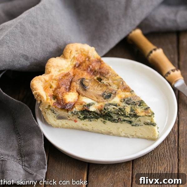 Spinach Mushroom Quiche | A rich, tender quiche full of cheese and vegetables
