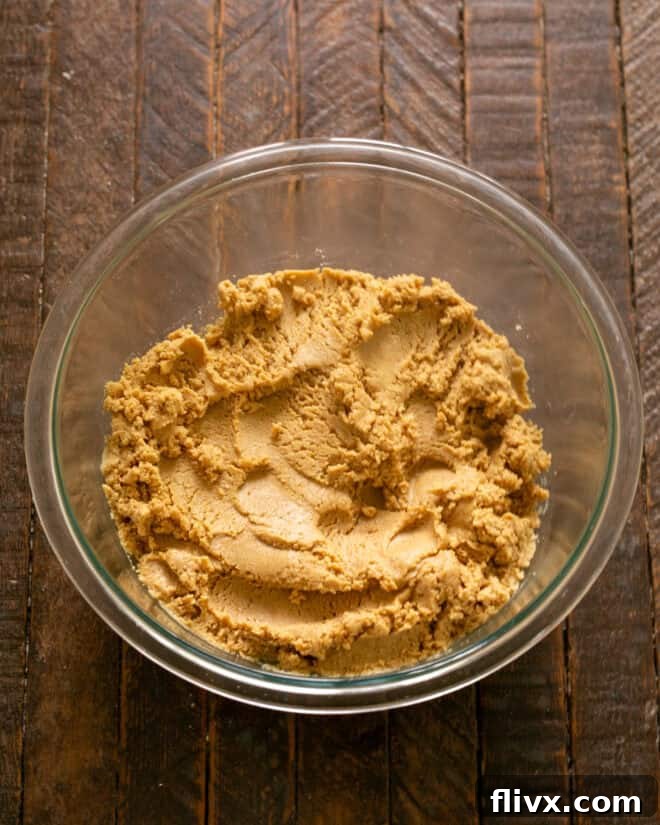 Step 3: Mix the peanut butter base ingredients until fully combined and cohesive.