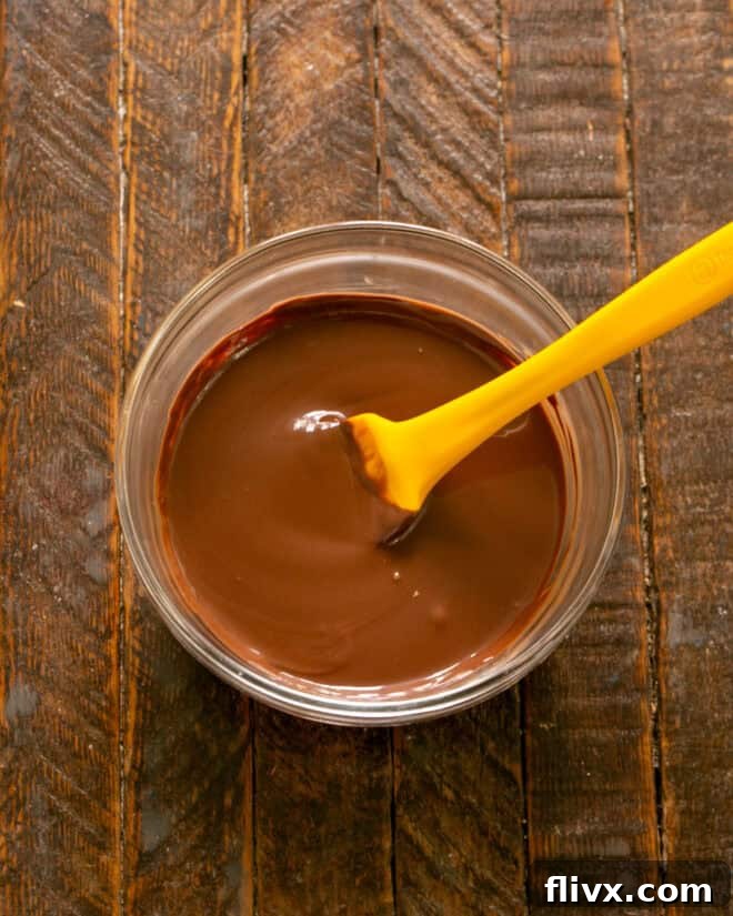 Step 5: Gently melt chocolate and vegetable oil together until smooth and glossy.