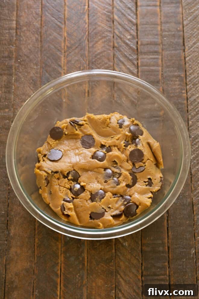 Chocolate chips or chunks folded into the cookie dough.