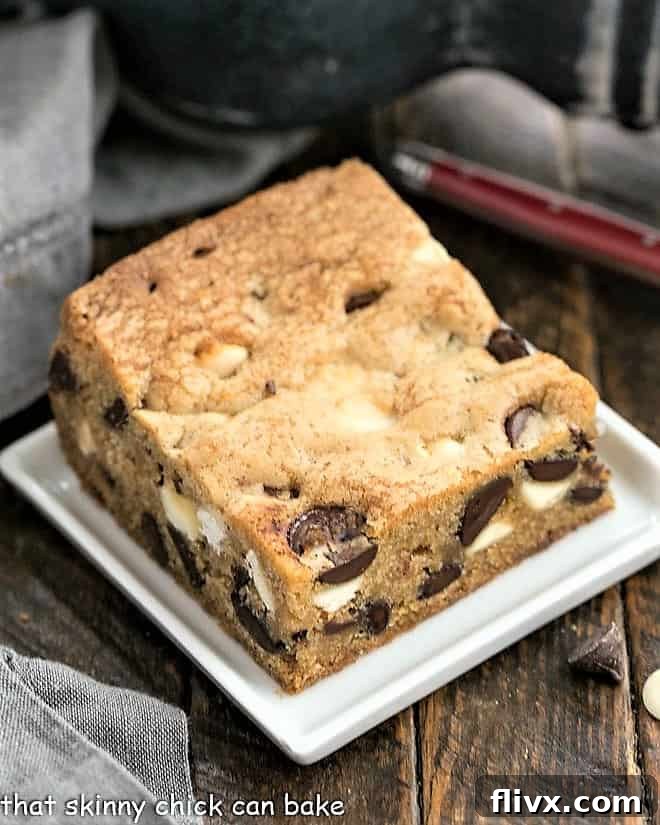 Chocolate Chip Cookie Bar on a small white ceramic plate