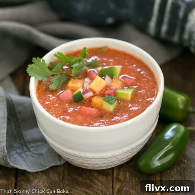 Wazpacho AKA watermelon gazpacho - A cold refreshing summer soup with tomatoes and watermelon!