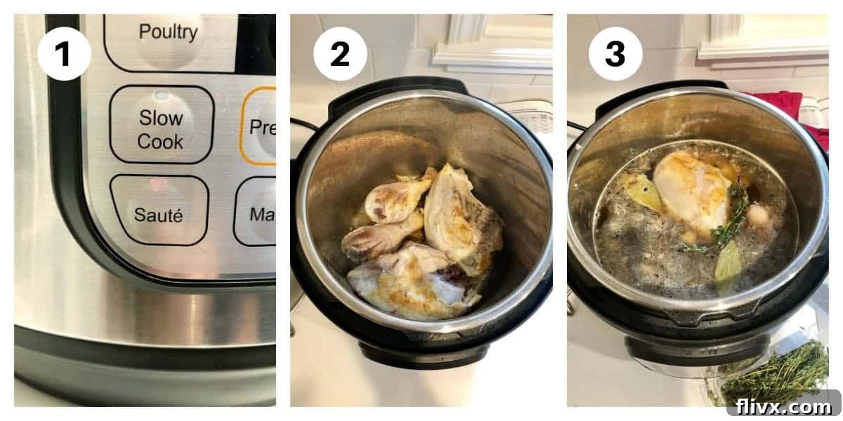 Various bone-in chicken pieces, ready for browning and making rich, flavorful Instant Pot Chicken Stock.