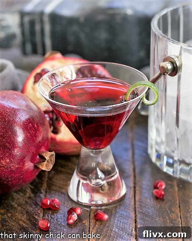 Pomegranate Cosmopolitan Cocktail in a martini glass