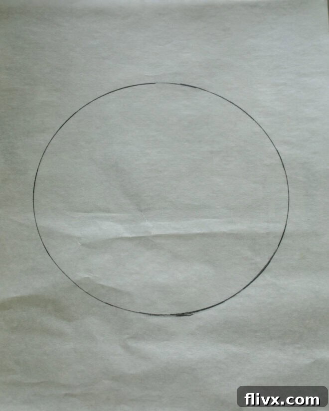 Step 1: Trace an 8 or 9 inch circle on parchment paper.