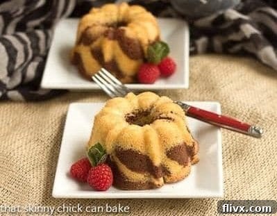 Zebra Mini Bundt Cakes - Individual marbleized chocolate and vanilla cakes