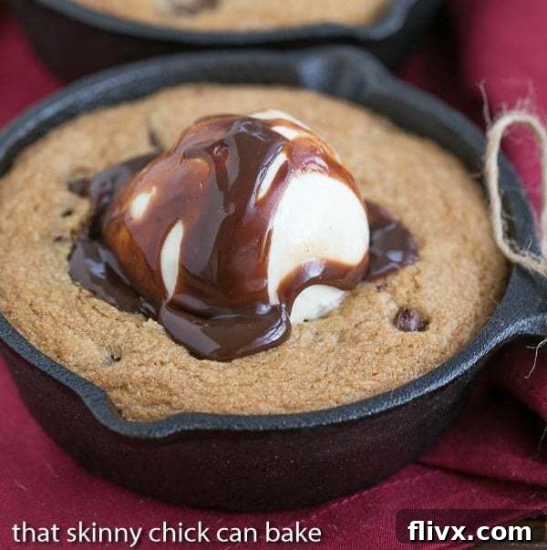 Skillet Chocolate Chip Cookie - A gooey, chewy cookie baked in a skillet!