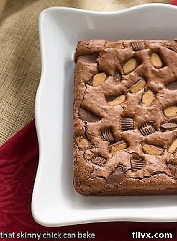 Fudgy Brownies with Reese's arranged on a serving tray, ready to be enjoyed