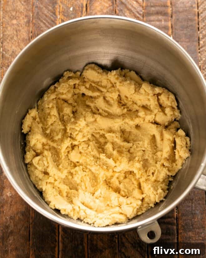 Step 4: Gradually add the dry flour mixture to the wet ingredients and mix until just combined.