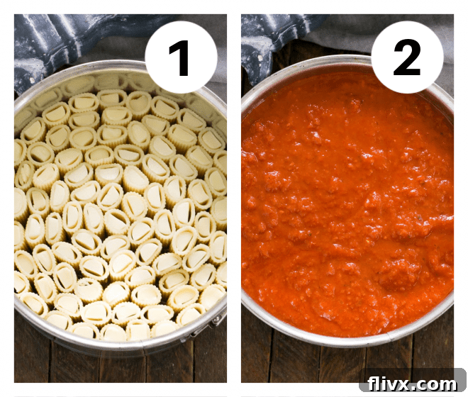 Rigatoni Process shots numbered 1, 2.