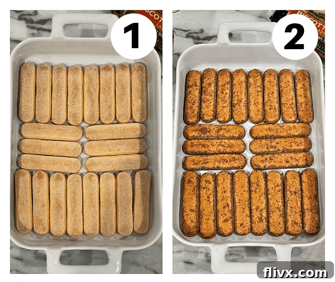 Tiramisu process shots numbered 1,2.