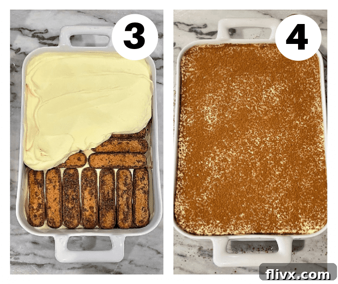 Tiramisu process shots numbered 3, 4.