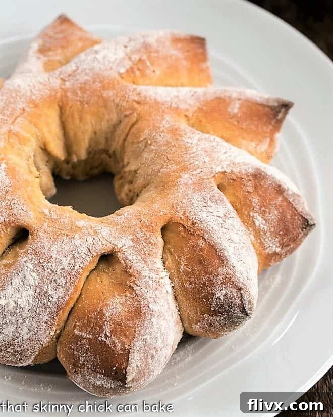 Honey Whole Wheat Wreath on a white serving plate