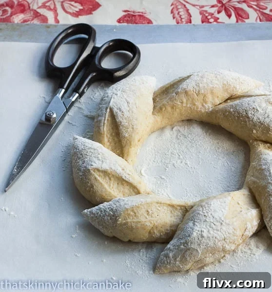 Whole Wheat Wreath cut and shaped for baking